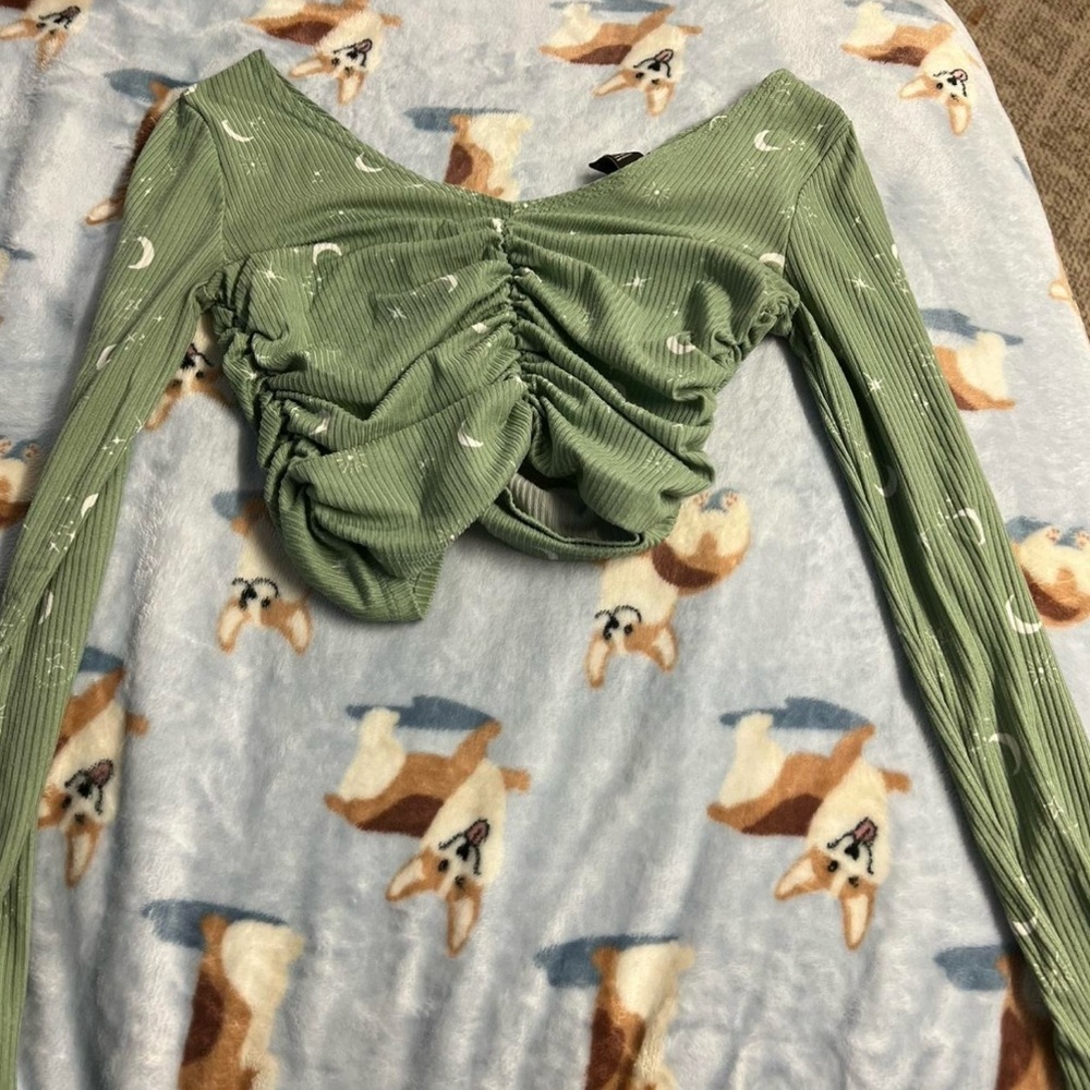 Green Ruched Women's Top